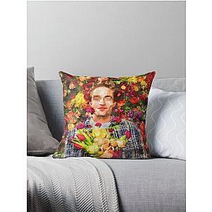 Robert Pattinson Flowers watercolor Throw Pillow